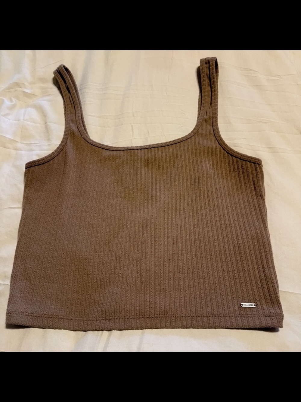 Hollister Brown Textured Ribbed Square Neck Tank Top